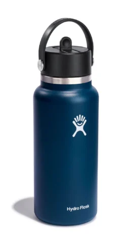 Thermosfles Hydro Flask Wide Mouth Flex Straw Cap Indigo 946 Ml -Winkel Voor Kampeerartikelen Voor Buiten 3 w32bfs464 indigo angled
