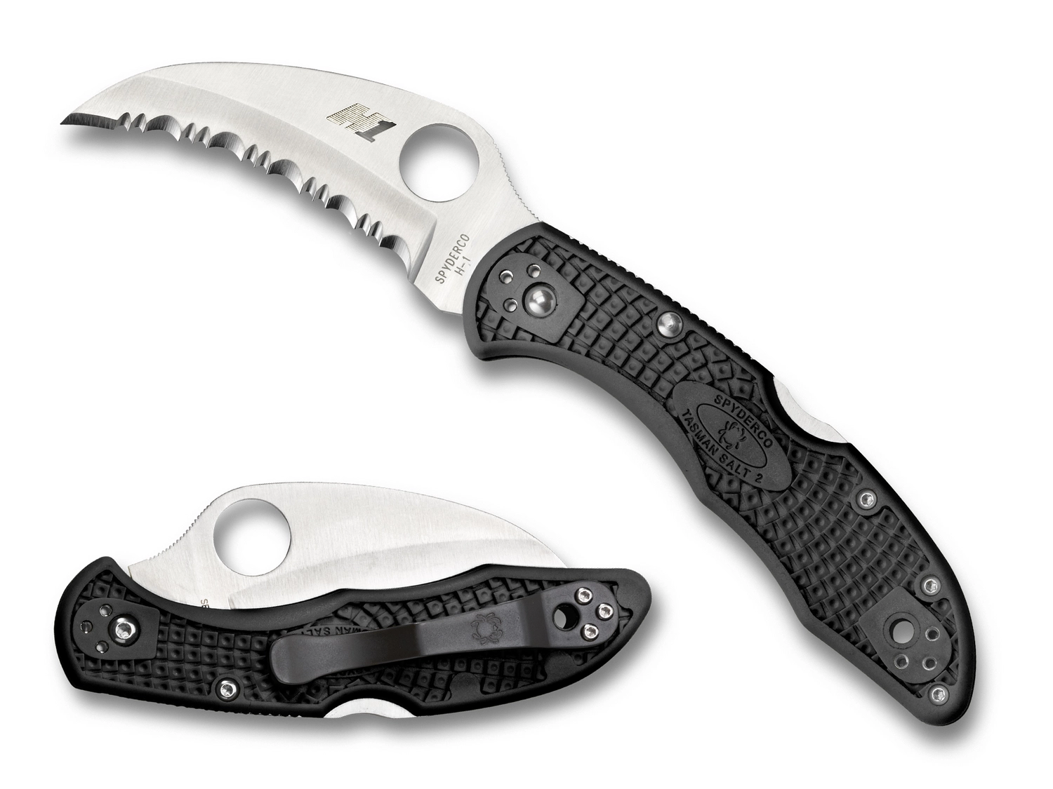 Vouwmes Spyderco Tasman Salt 2 Serrated Black 1 Vouwmes Spyderco Tasman Salt 2 Serrated Black